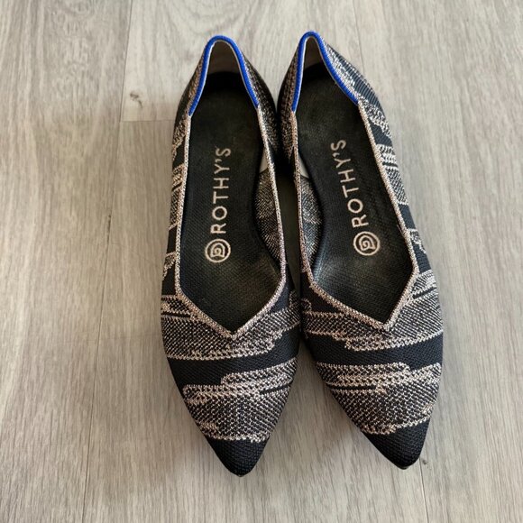 Rothy’s The Point Flats Black and Gold Knit Size 6.5 - Picture 3 of 5